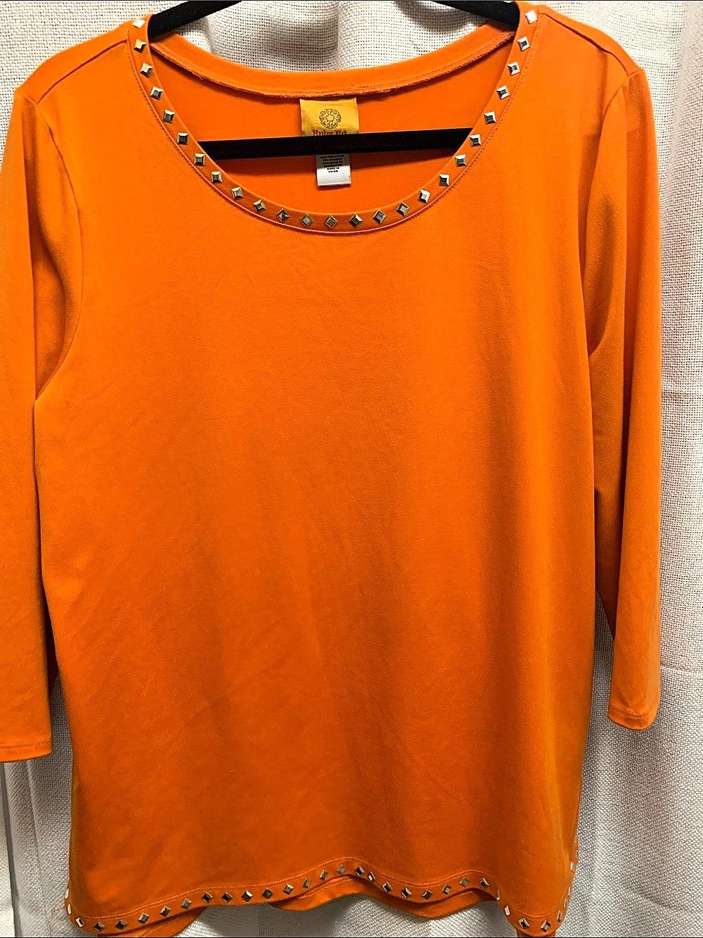 Ruby Rd. Studded Tunic Orange Size Large Like New